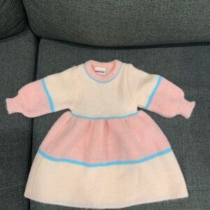Vintage Marese Made in France baby girl wool combo stripes dress size 2T casual